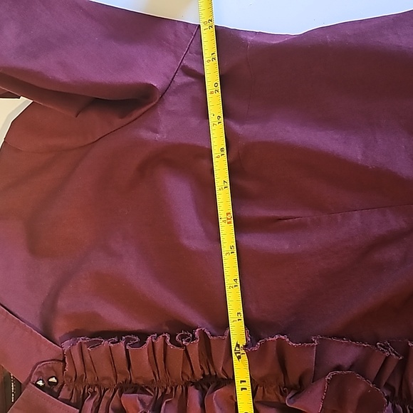 New York & Company Women's Stretch Ruffle Front‎ Long-Sleeves Top Sz XL Burgundy - Picture 9 of 11